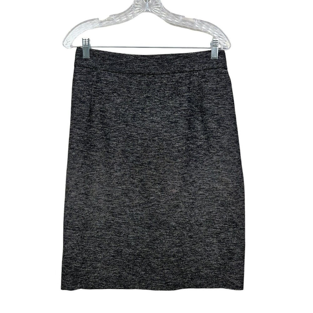 Theory Womens Pencil Skirt Flat Front Vented Zip Heathered Black White Size 8*